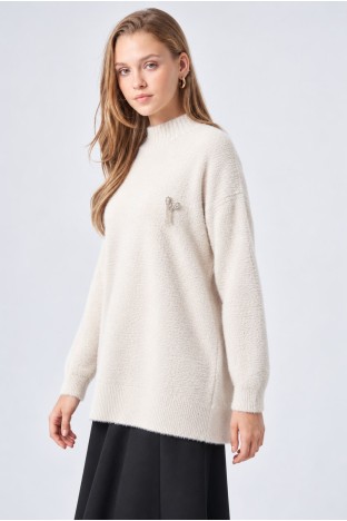 Nuss 102 Balıkçı Yaka Angora Kazak - TAŞ