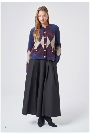 Nuss 106 Baklava Desen Kısa Angora Hırka - BORDO